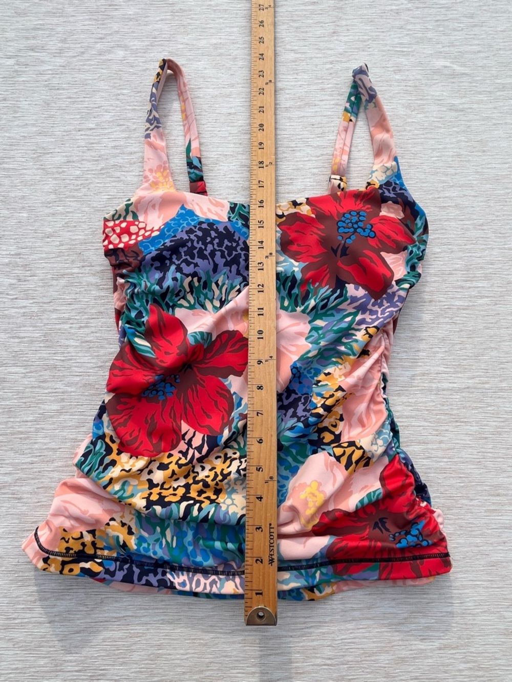 Athleta Women’s Swimsuit Bathing Suit Cream Multi Floral Tankini Top 34 B/C S/M - Picture 7 of 11